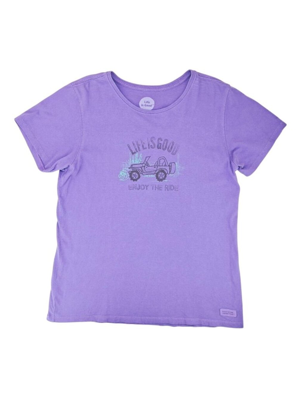 Life Is Good Purple T-Shirt Enjoy The Ride Graphic Women Size Large Jeep Cactus